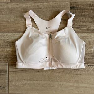 Nike Women's Light Pink Zip-Front Sports Bra